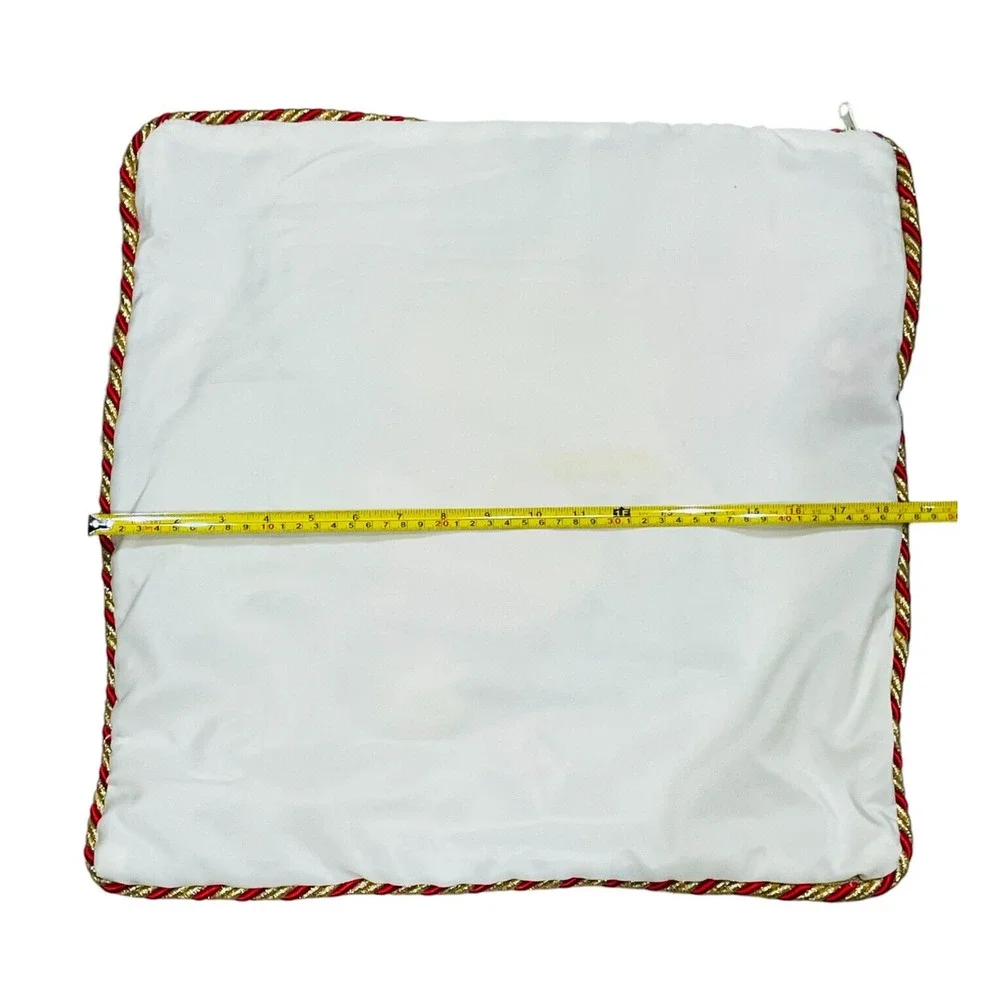 Vtg Ho Ho Ho Embroidered Sequin Santa Claus Pillow Case Handmade Festive